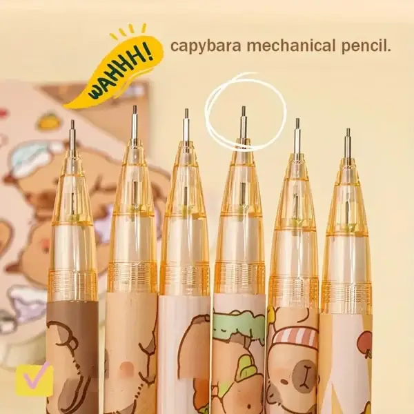104667ed0f3a4c88bb7d5c69ef5aa959-goods.webp 6pcs Capybara Mechanical Pencils with Built-In Erasers