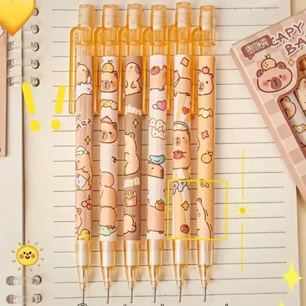 1352c947ed744f3ab0c7d82d2a844adb-goods.webp 6pcs Capybara Mechanical Pencils with Built-In Erasers