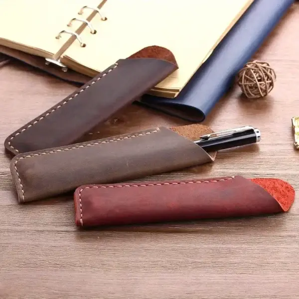 1pc Hand-stitched Cowhide Pen Bag